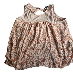 Doe & Rae‎ Floral Print Tank Top Sleeveless Open Back Casual Blouse